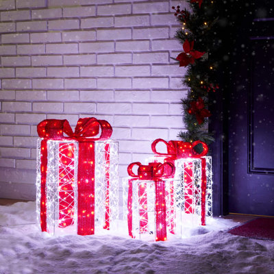 Ensemble de 3 décorations extérieures de Noël en cristal blanc avec 855 lumières DEL blanches