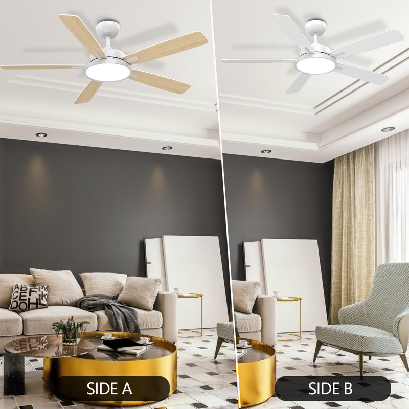 Ventilateur de plafond intelligent 52 po Nicotra avec lumières DEL APP / télécommande avec Alexa et Google Assistant - blanc