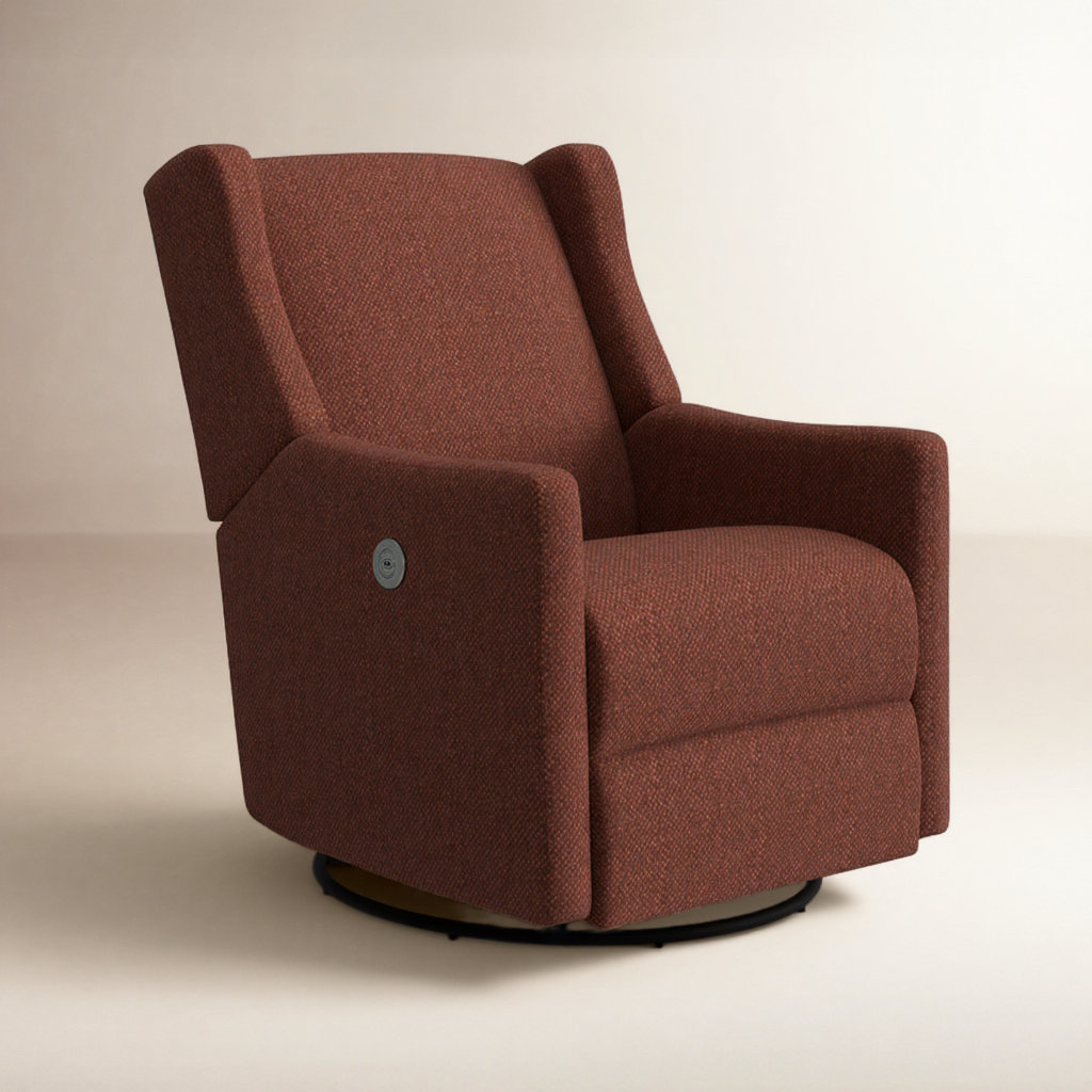 Andrina Upholstered Swivel Reclining Glider, Cherie Pearl Performance
