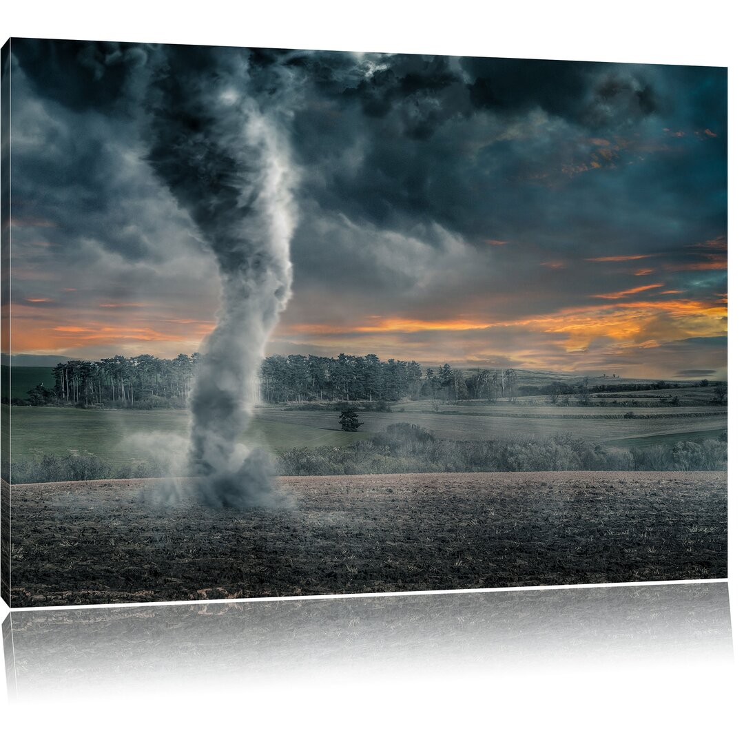 Schwarzer Tornado auf einem Feld Wandkunst auf Leinwand