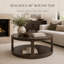 Caston 40" Round Transitional Coffee Table with Lower Storage Shelf and Casters-309319389