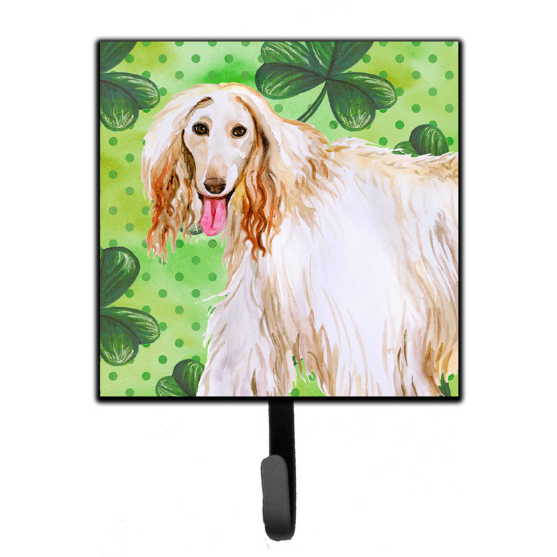 Markle Metal Wall Organizer with Key Hooks, Afghan Hound, Brown/Salmon/Blue