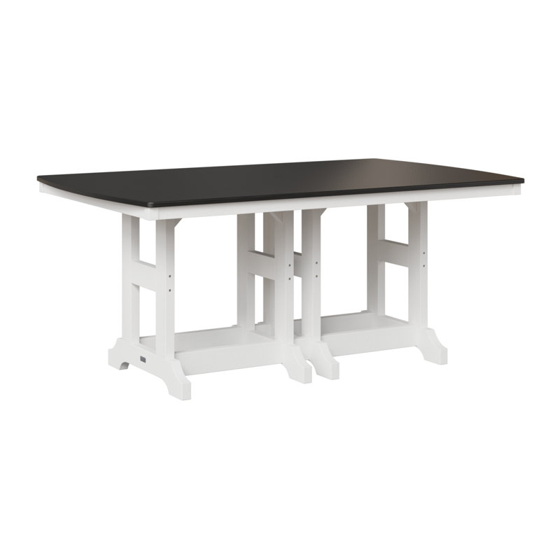 Berlin Gardens Garden Classic Rectangular Bar Table, Hammered Top Black, White, 39.5" H x 72" W x 44" D