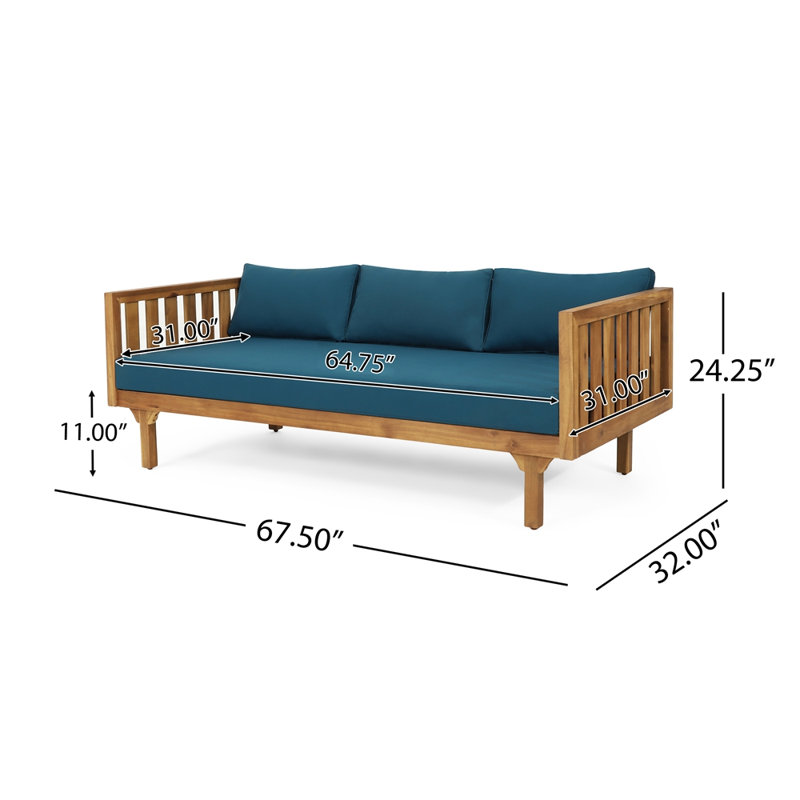 Lit de jour CLAREMONT 3 SEATER, Sarcelle, Teck