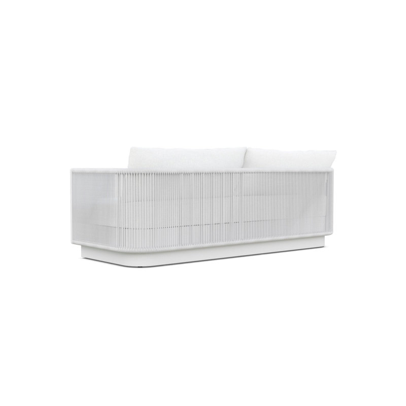 Porto 85.83" Wide Outdoor Reversible Patio Sofa with Cushions, Matte White Frame/Cloud Cushion