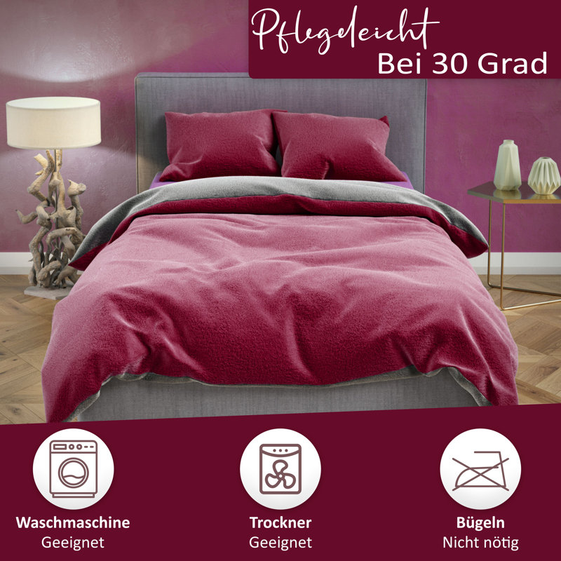 Chanson Bed Linen, 135 x 200cm Duvet Cover Set with 1 Pillow Sham, Red