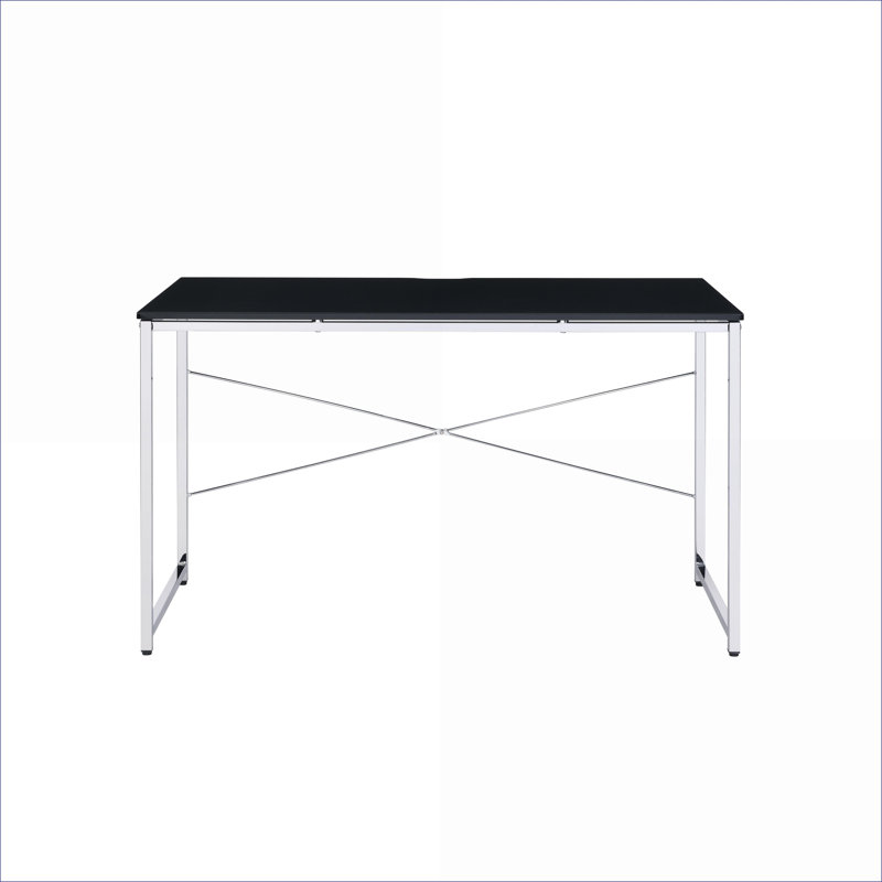 Desks, Modern Black Vanity Desk with Chrome Metal Frame | Black | Metal, Synthetic Wood