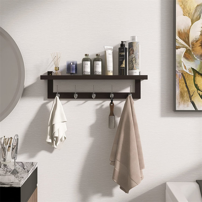 Aidian Wall Mounted Coat Rack, Dark Brown