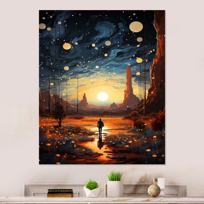 Yellow Abstract Chromatic Space Landscape III - Space Landscapes Metal Wall Art