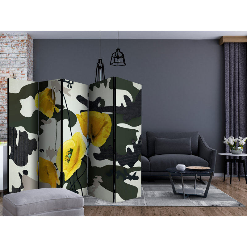 225cm W x 172cm H 5 - Panel Wood Folding Room Divider