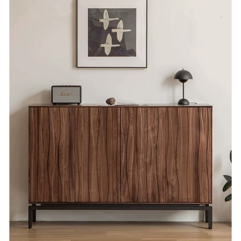 Wabi-Sabi Style Solid Black Walnut Shoe Cabinet, 39.37" H x 70.87" W x 15.75" D