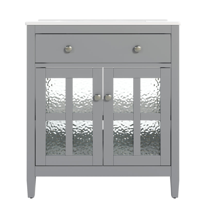 Meuble-lavabo 30 po avec lavabo en céramique, Gris