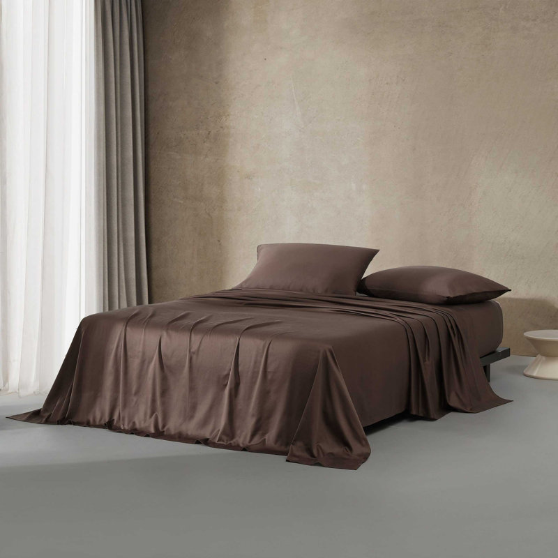 Ensemble de draps en satin de coton Calvin Klein, Blanc, Ensemble de draps pour très grand lit avec 2 taie