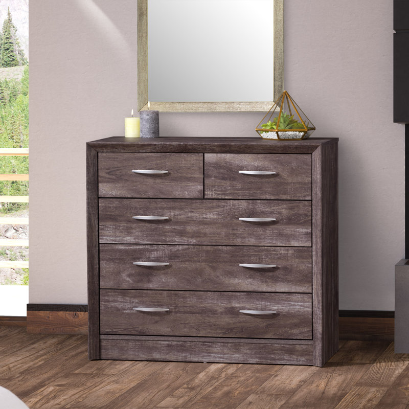 Commode 5 tiroirs Lodsworth, Gris chêne lavé