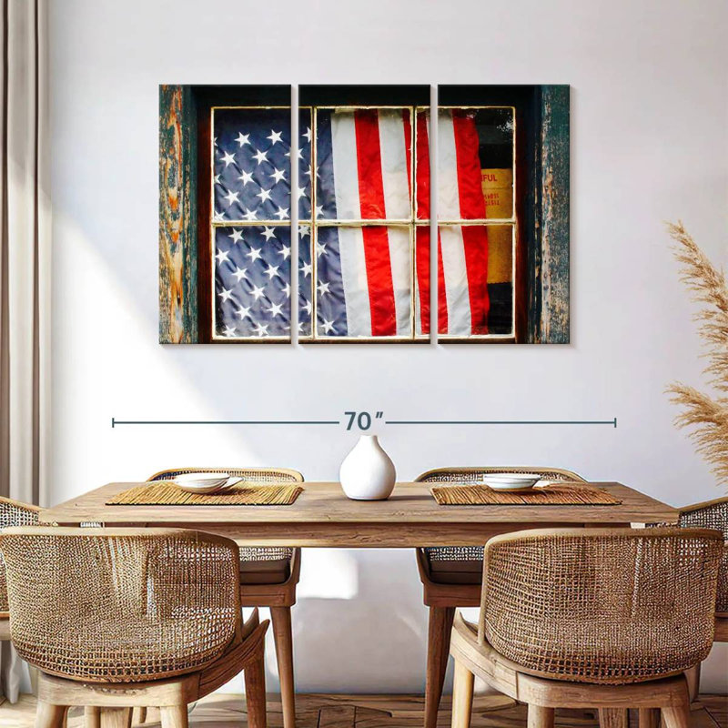 Borges American Flag On Window, 36" H x 57" W