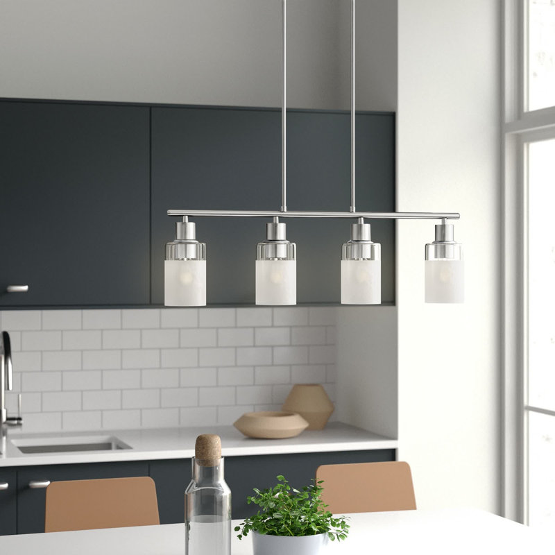 Luminaire suspendu en verre soufflé à la main Douglas Forge, Nickel brossé