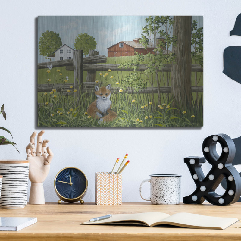  «Fox in the Meadow» par Tanya Nyp, art mural en métal, 16 po x 12 po, H 12 po x l 16 po