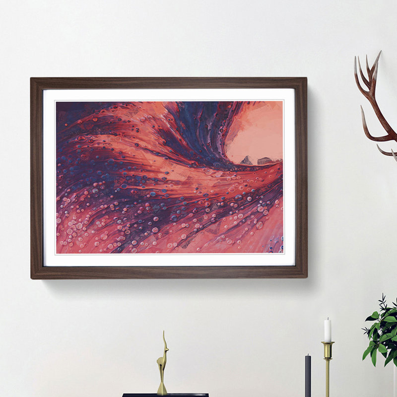 Land of Plenty in Abstract - Picture Frame Painting Print, 36cm H x 48cm W x 2cm D, Walnut Framed