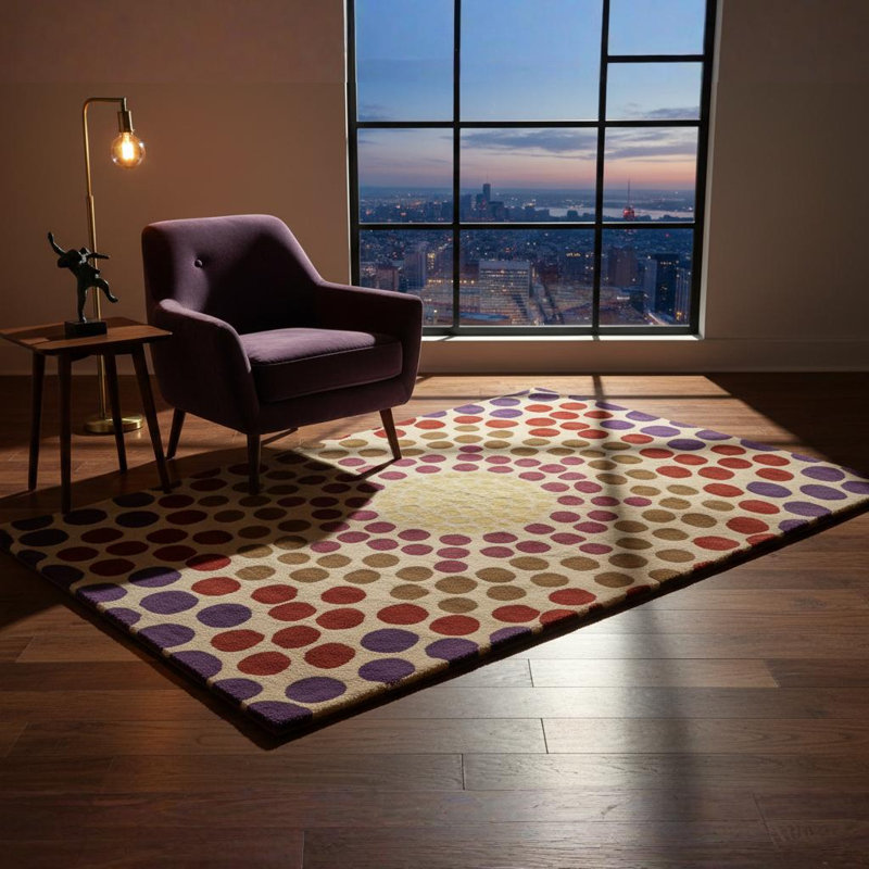 Tapis en laine touffeté à la main à motif de pois multicolores Ailey Authentic, 8 pi x 10 pi