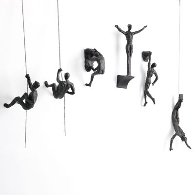 Large Climbing Man Wall Sculpture Set of 6