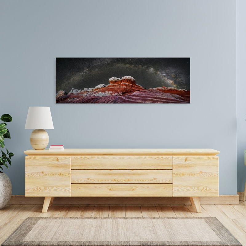Cosmic Red Rock Night by John J. Chen - Wrapped Canvas Panoramic Print, 40.64 cm H x 121.92 cm W