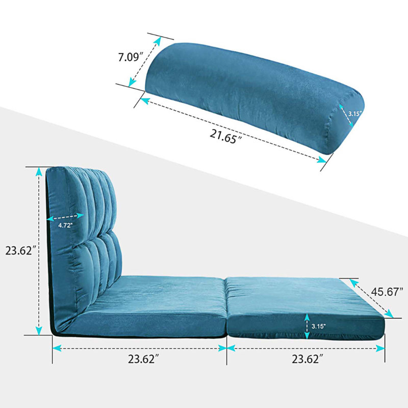 Canapé-lit sans accoudoirs 45,67 po Reiland, Polyester bleu