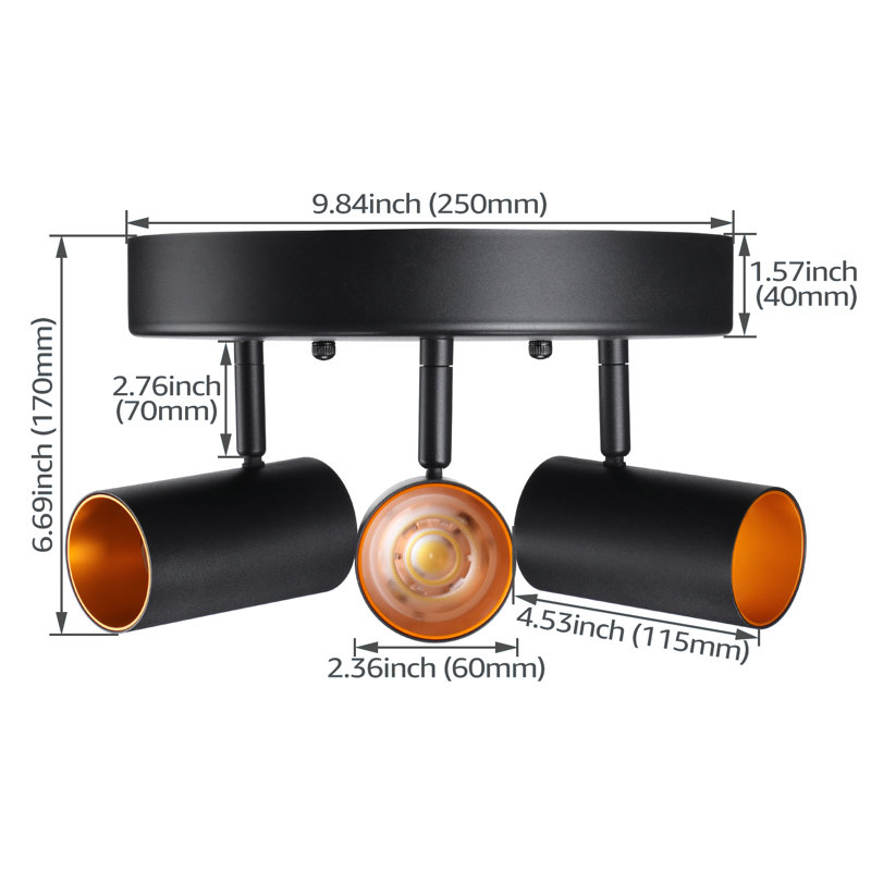 9.84'' 3 -Light Fixed Track Track Kit with Dimmable, Black
