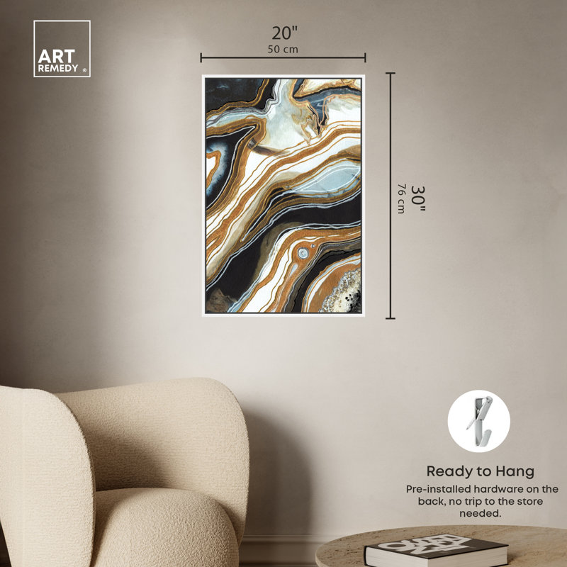 Black and Gold I, 31" H x 21" W, White Framed