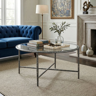 Table basse ronde en métal à entretoise en métal Lalia