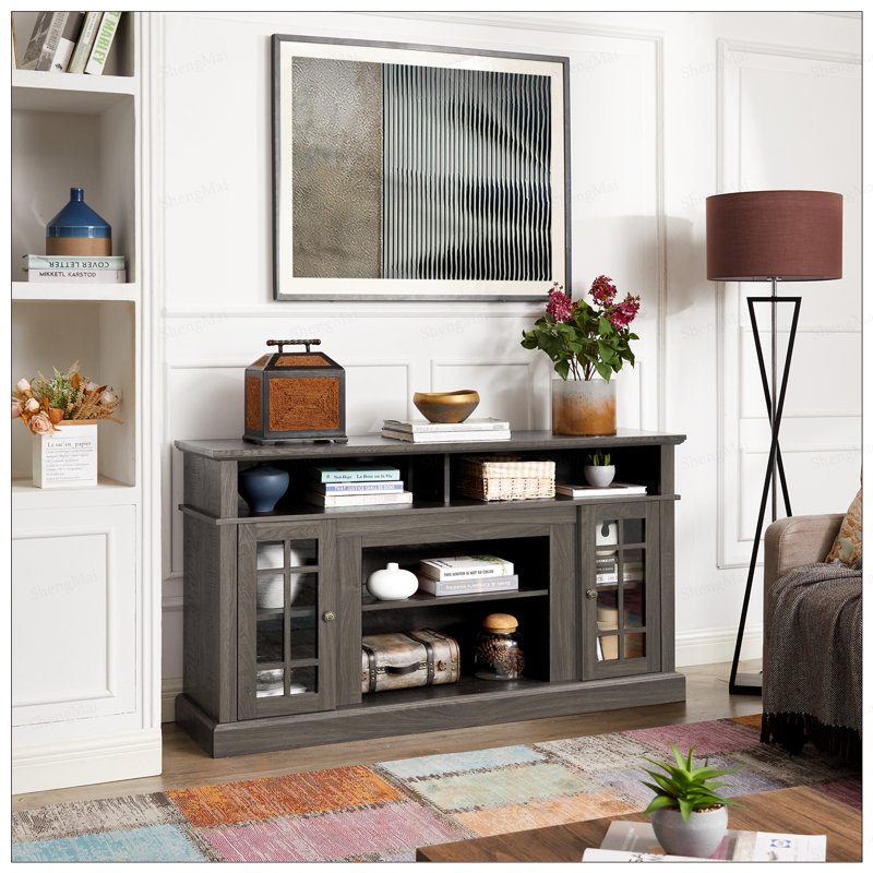 Meuble télé classique pour téléviseur de 65 po ou moins avec espace de rangement ouvert et fermé Classic