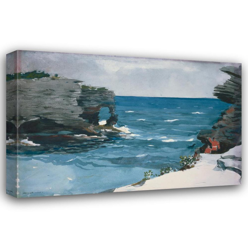 «Rocky Shore, Bermuda» par Winslow Homer - Art mural sur toile tendue avec châssis, H 40 po x l 28 po