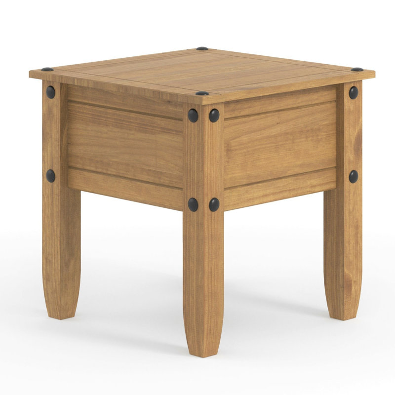 Hughestown Side Lamp Table, Solid Pine, Wax Finish, Corona design, Natural
