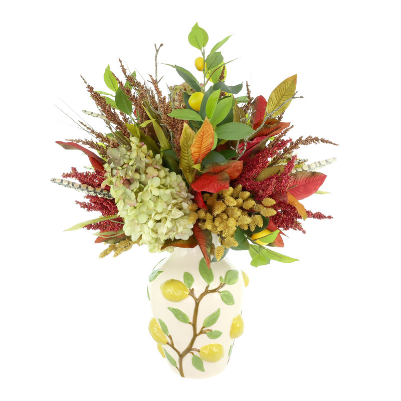 Fall Arrangement in Lemon Vase