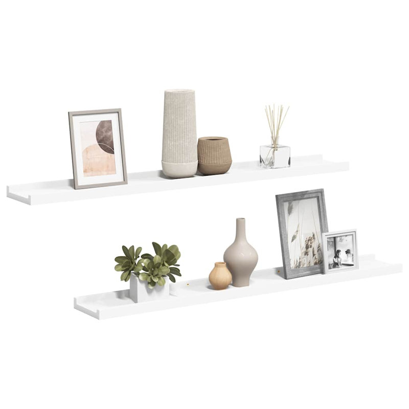 Wall Shelf Floating Shelf Wall Mounted Display Shelf for Photo Frame, White, 1.2" H x 31.5" W x 3.5" D