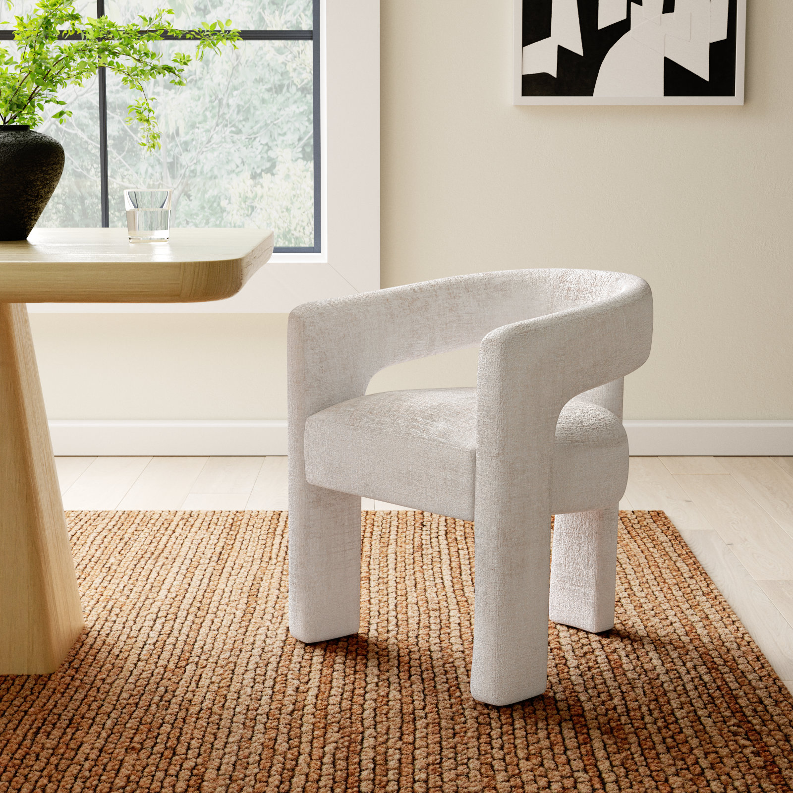 Darlington Dining Armchair, Gwen Natural Beige Microsuede
