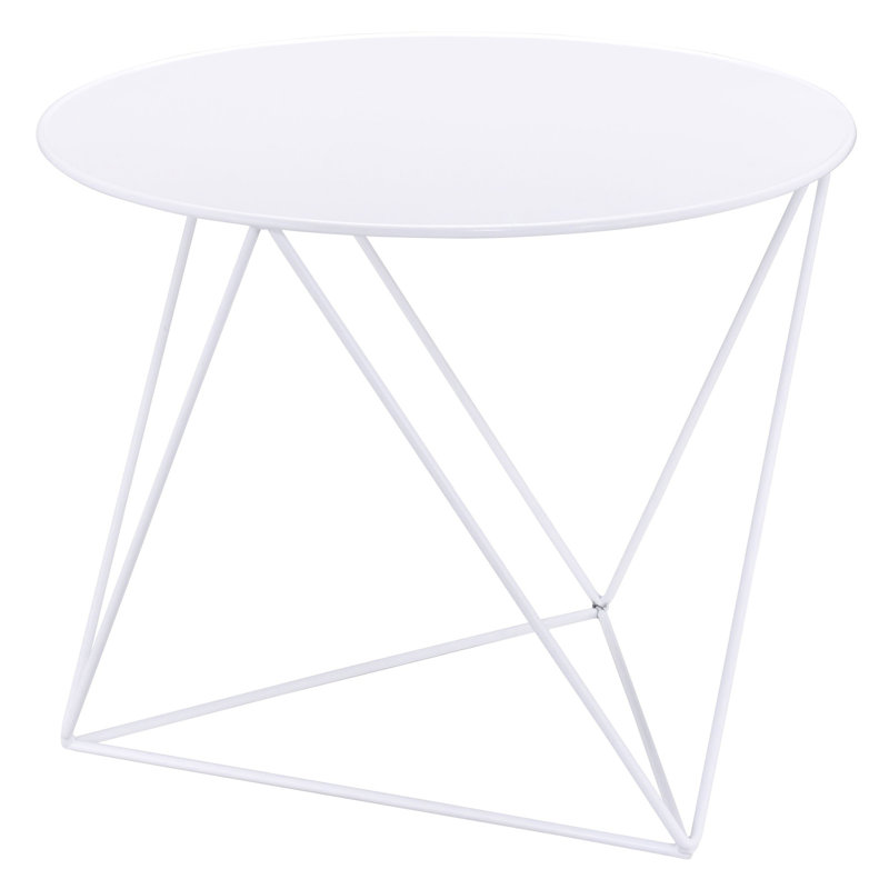 Table d'appoint à base géométrique en métal blanc - polyvalente pour la décoration intérieure avec une touche de modernité