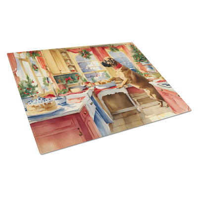 Mastiff Christmas Cookies Glass Cutting Board