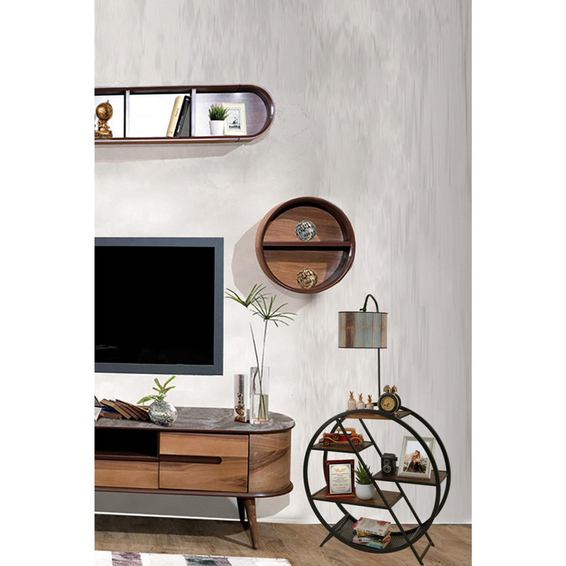 Luro Stylish Floor Lamp with Metal Body & 100% Fir Wood Bookstand, 35.4 x 11.0 inches | Total Height: 65.0 inches | E27 Socket, Max 60W | Electrostatic Oven Dried Paint | Perfect for Living Room & Reading Nook