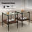 2-piece Modern End Tables Rectangle Side Table with Tempered Glass Top & MDF Storage Shelf, Living Room Accent Tables-1889556390-1889556399