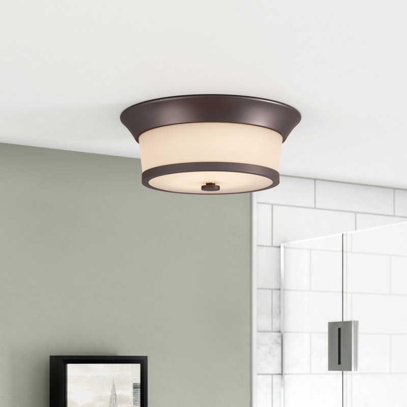 Plafonnier encastré cylindrique simple 2 lumières 13,125 po Angyl, Bronze vieilli