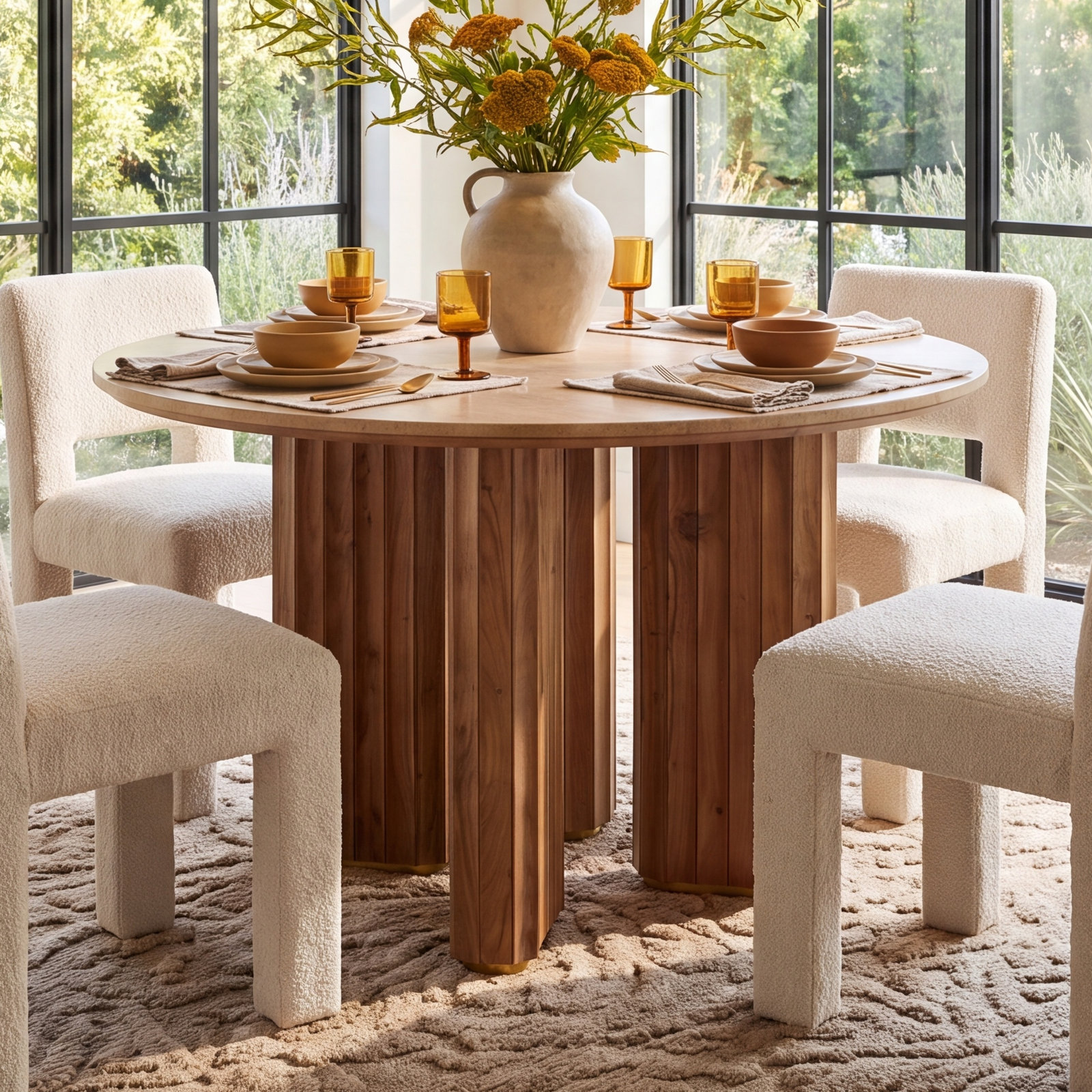 Irine Travertine Dining Table