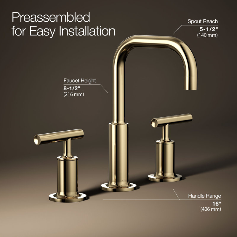 Purist Widespread Faucet, Vibrant French Gold