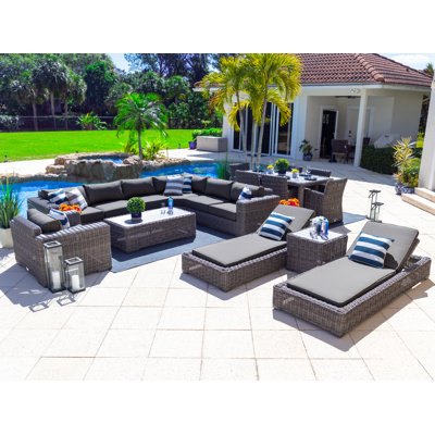 Malmo Collection In Gray 14 - Person Modular Patio Conversation Set with Cushions