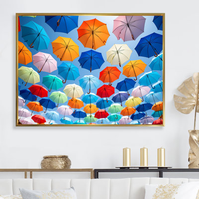 Rainbow Umbrellas Collage sur toile