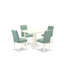 L'ensemble de salle à manger 5 pièces Mid Century comprend une table de salle à manger et 4 chaises de salle à manger en tissu de polyester vert saule, blanc lin-91358050-91358056