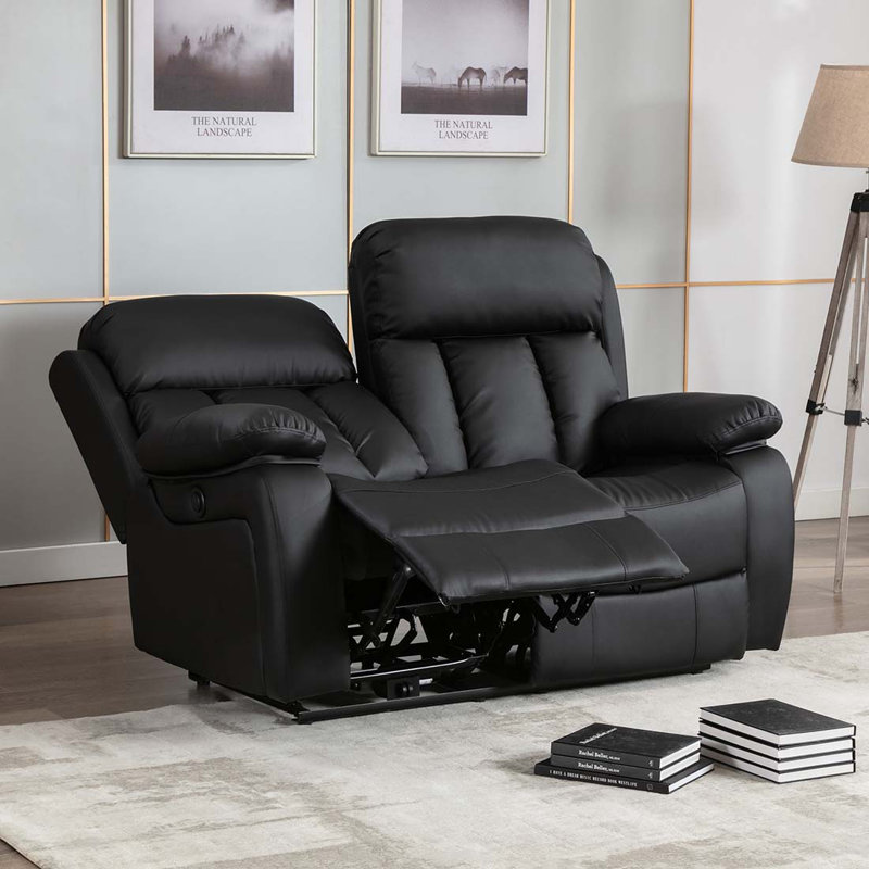Deneka 2 Seater Reclining Sofa, Black