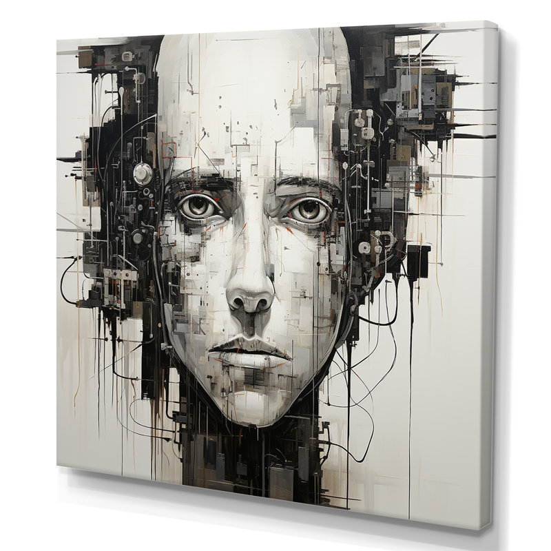 " Robotic Minimalism Portrait II ", Wrapped Canvas, 24" H x 24" W x 1" D