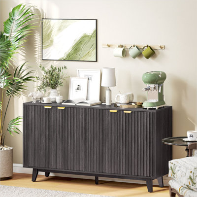 Buffet 55 "à lattes cannelées, console moderne, gris foncé