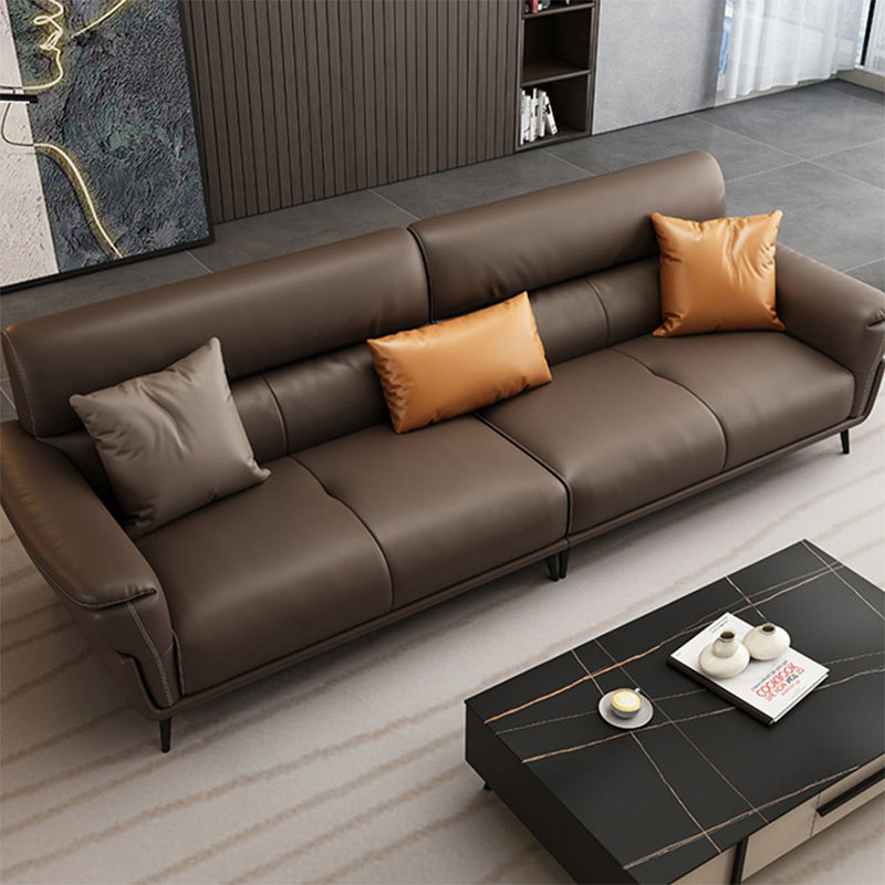 Coffee Genuine Leather Modular Sofa cushion couch