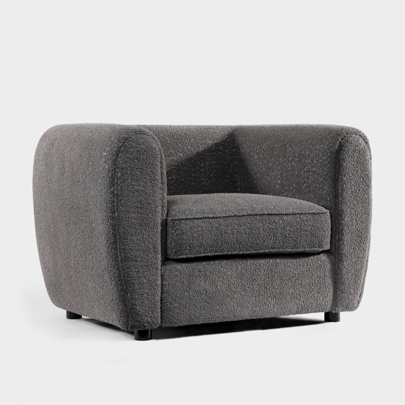 Fauteuil demi-tonneau Celal, 100 % polyester gris anthracite